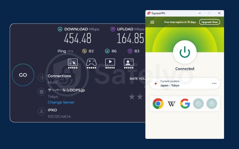 ExpressVPN speed test in JP server