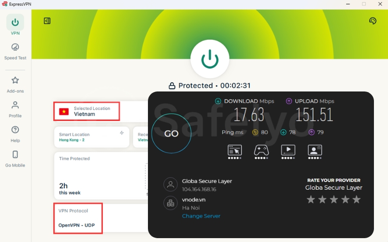 ExpressVPN speed test using OpenVPN on a local server