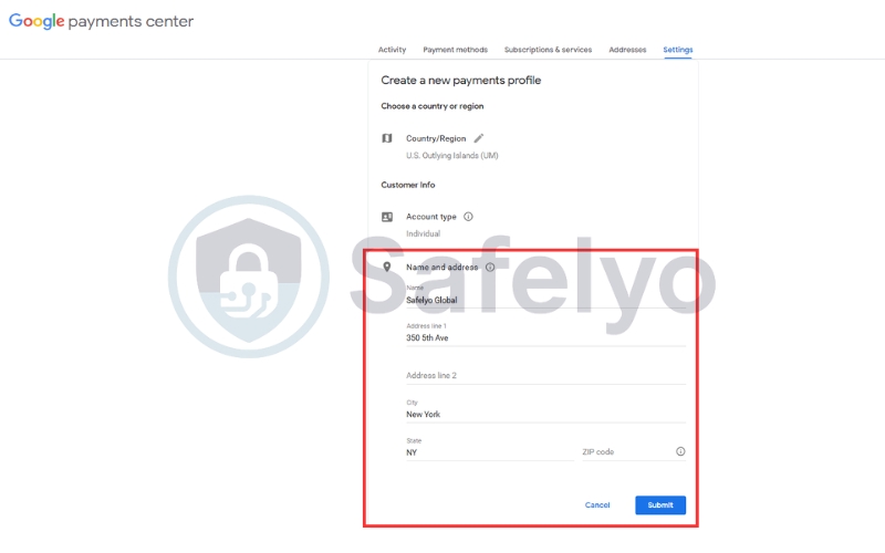 Fill your new address and submit