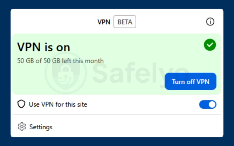 Firefox built-in VPN interface