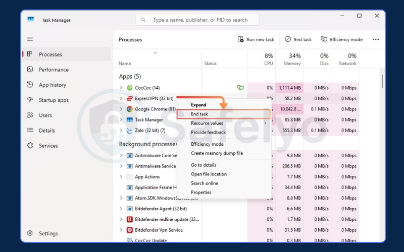 Force closing a program using the Windows Task Manager