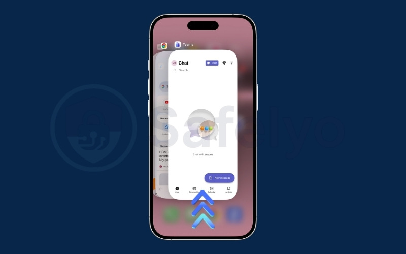 Force quit the Teams app by swiping up from the iOS App Switcher