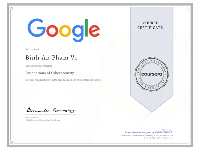 Foundations of Cybersecurity - Google (Coursera)