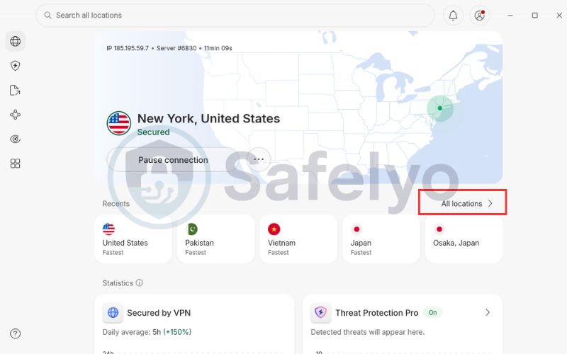 Go to all locations section