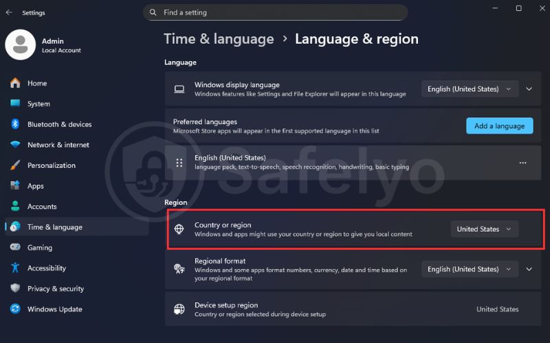 Go to country or region