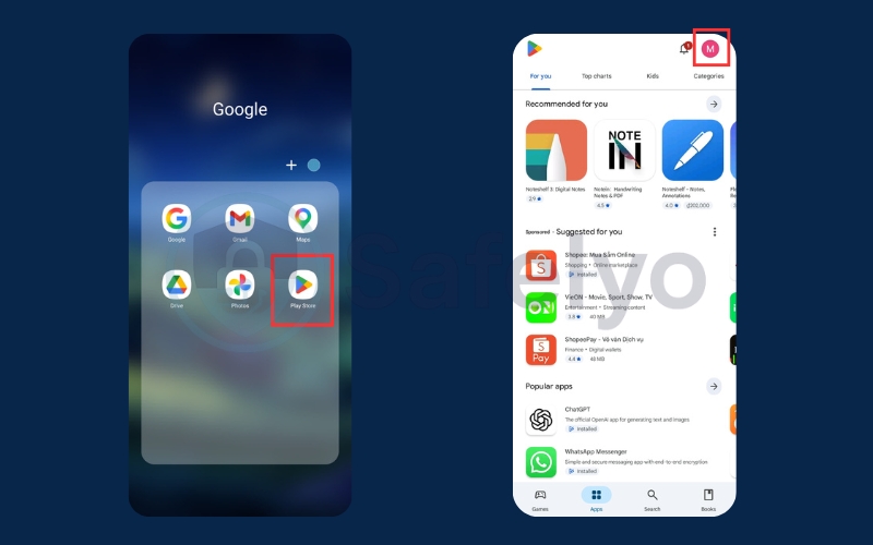 Go to Google play store and tap your profile icon