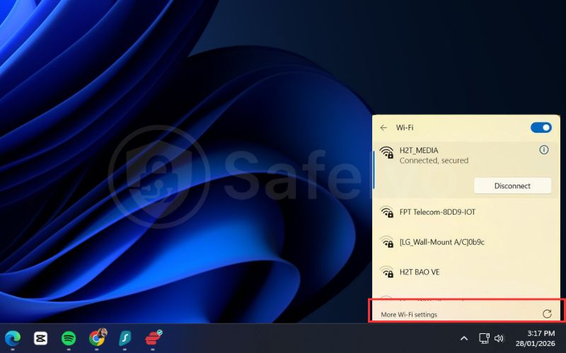 Go to other device and go to More Wifi Settings