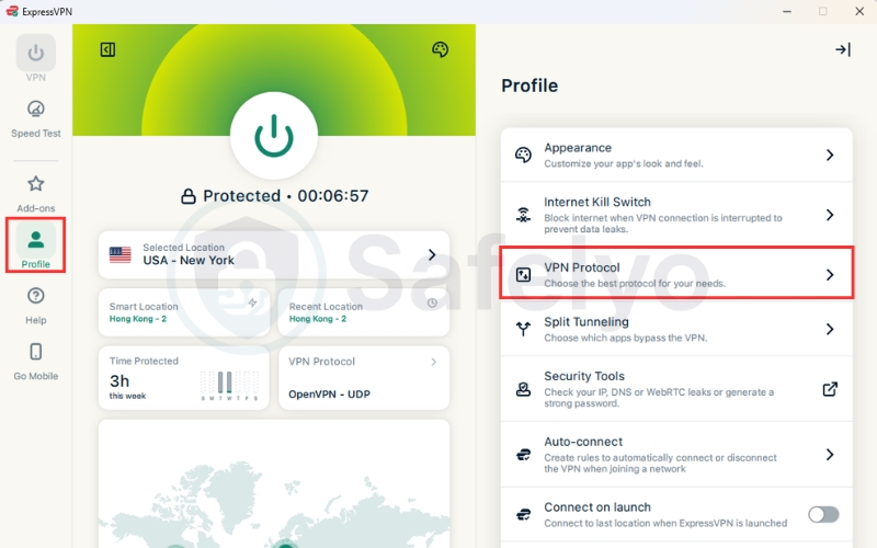 Go to profile tab and choose VPN protocol