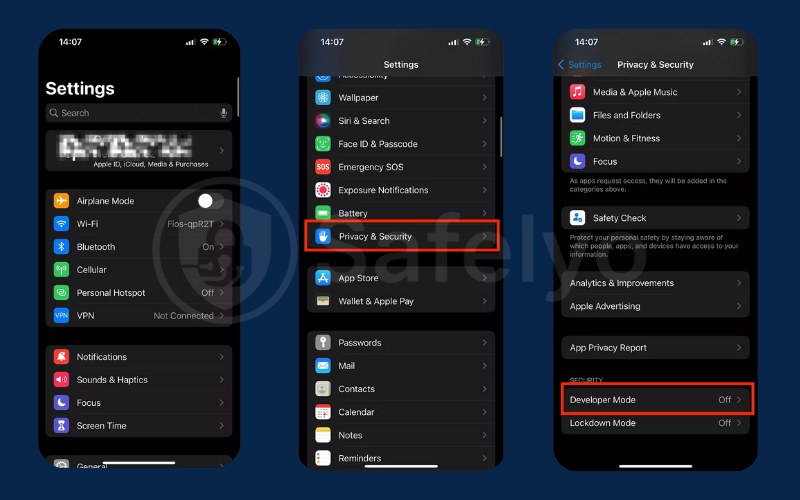 Go to Settings to choose Developer mode