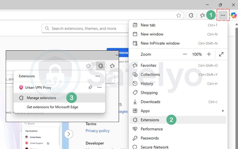  Click the three-dot menu in the top-right corner, then select Extensions.