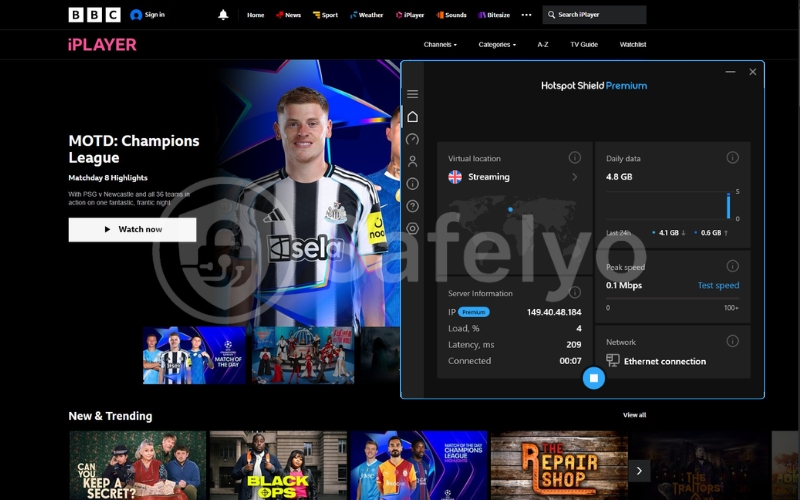 Hotspot Shield VPN works with the BBC iPlayer