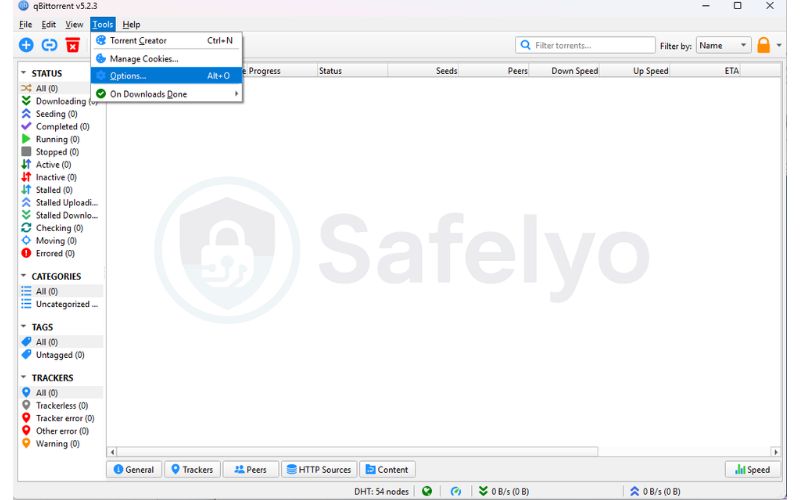 How to bind qBittorrent to VPN: Open qBittorrent > Tools > Options