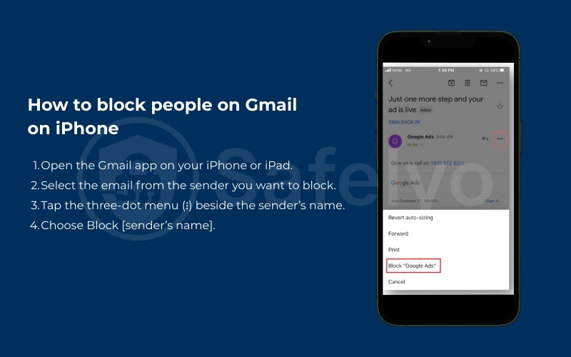How to block people on Gmail on iPhone