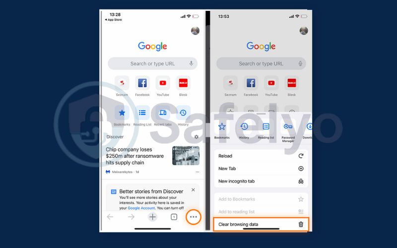 How to clear cache on Chrome for Iphone 1