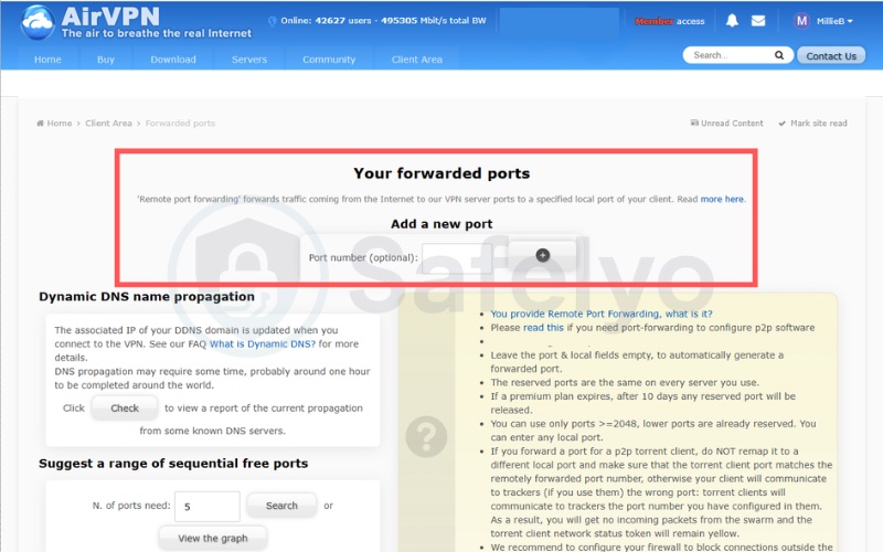 How to configure port forwarding on AirVPN