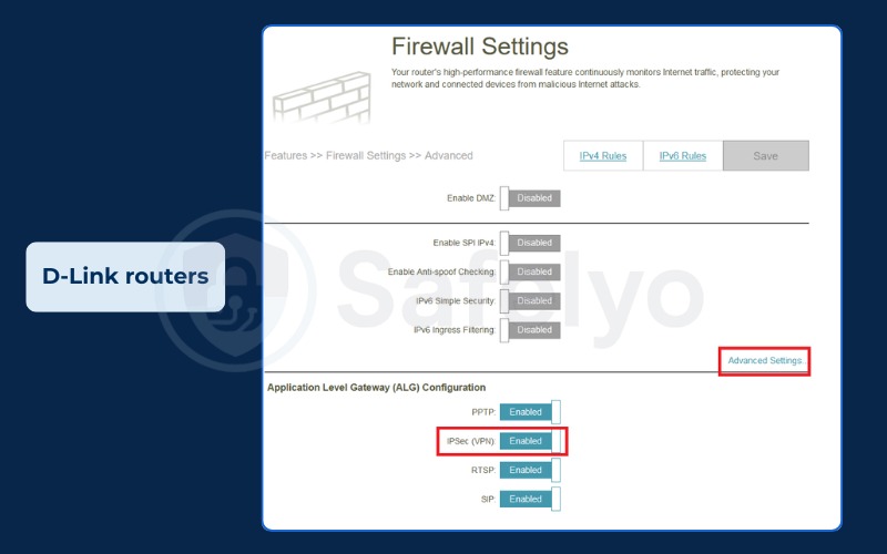 Where to find VPN passthrough settings - Netgear router