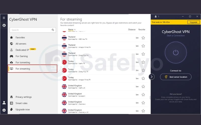 How to connect to CyberGhost streaming-optimized servers on Windows