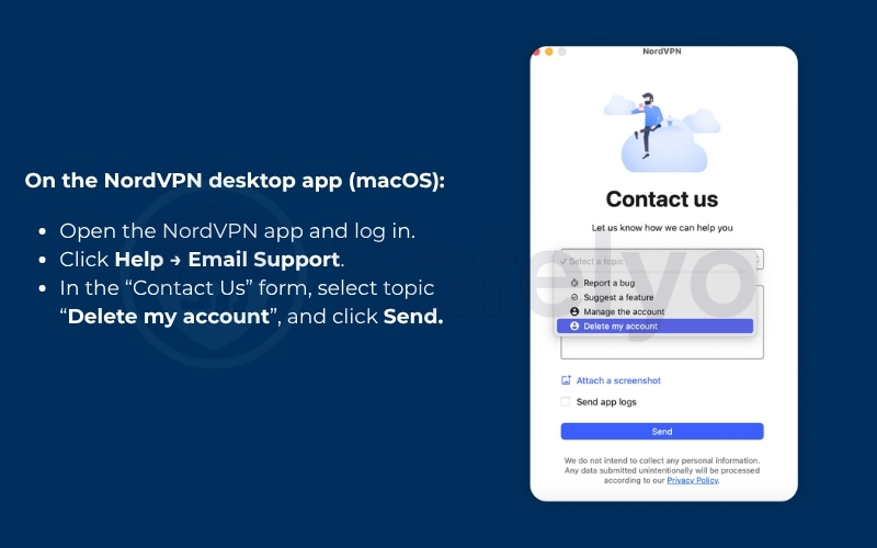 How to delete NordVPN account on macOS