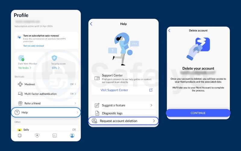 How to delete NordVPN account on the NordVPN mobile app
