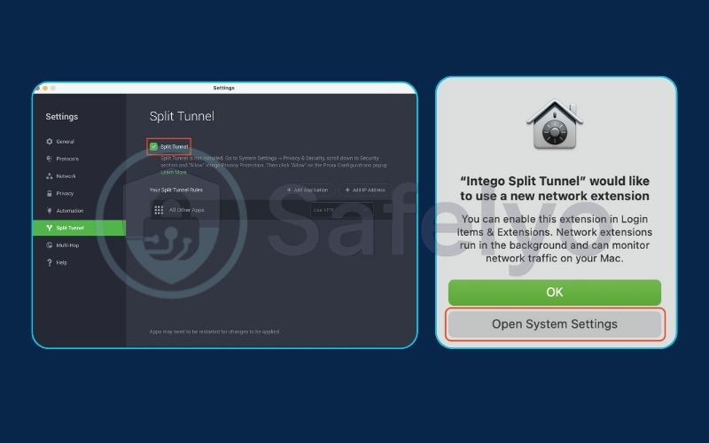 How to enable and configure split tunneling (1)