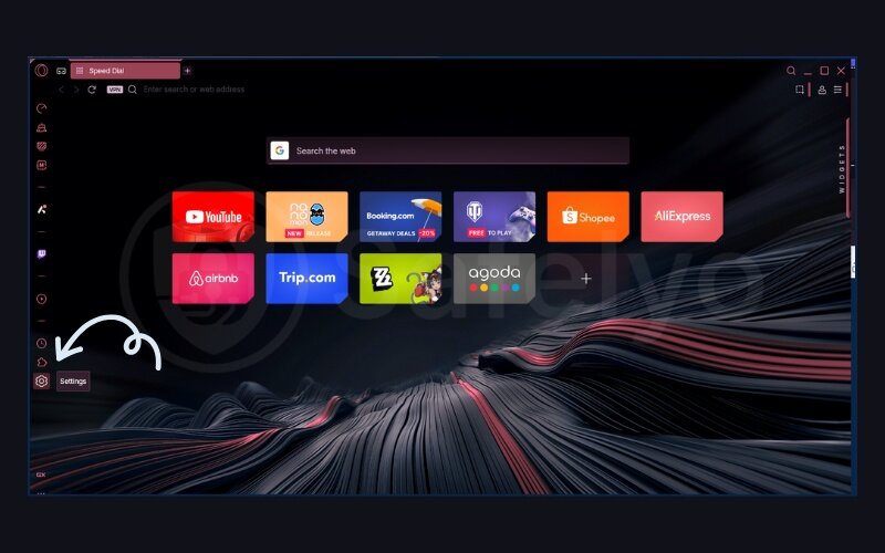 Enabling the VPN on Opera GX - Access Settings