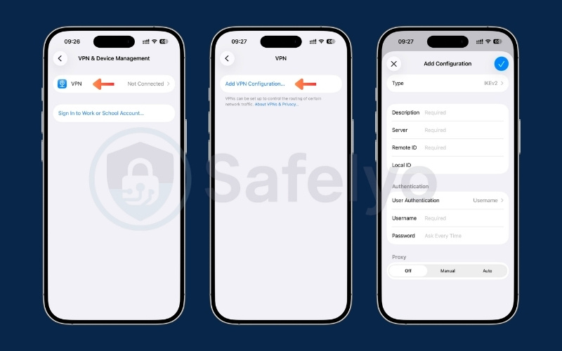 Manual VPN configuration setup