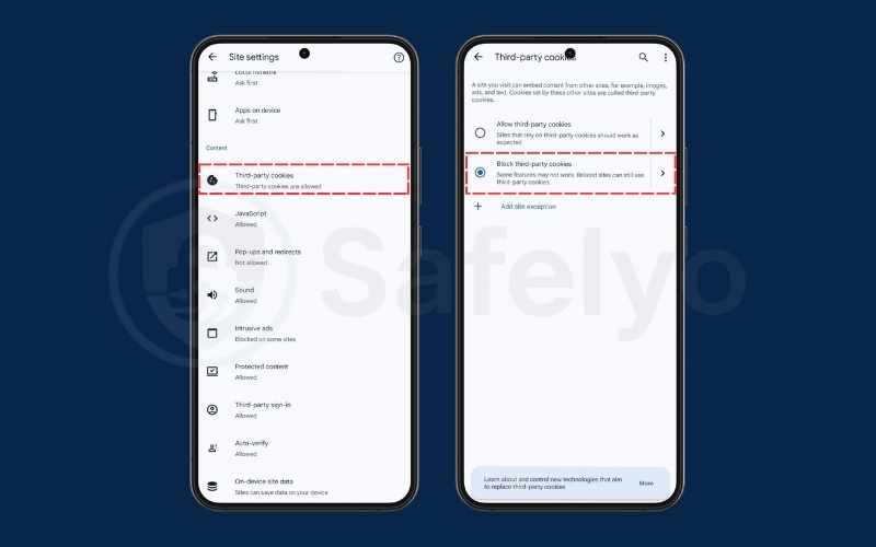How to reduce/disable third-party cookies on Android (Chrome)