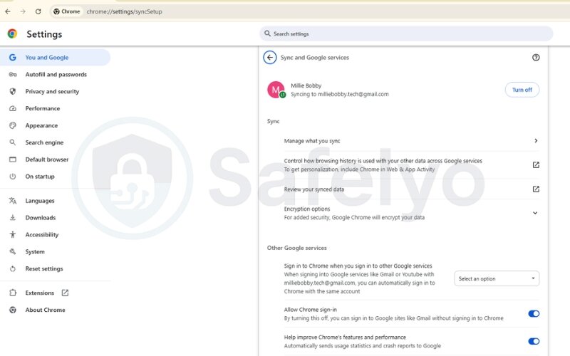 Disable default sync and history features