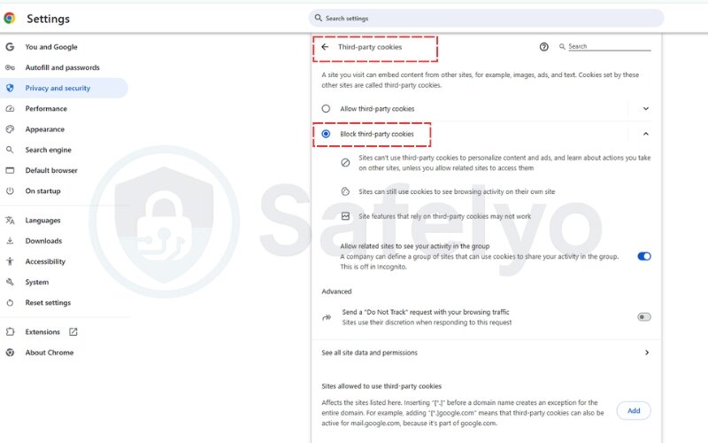 Disable third-party cookies in your browser