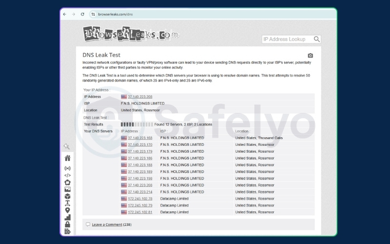 How to test for a DNS leak - browserleaks.com