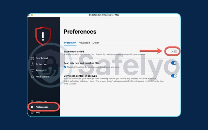 How to turn off the Bitdefender protection shield