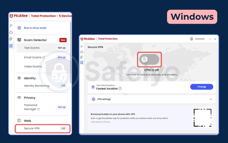 How to use McAfee VPN on Windows - Option 2