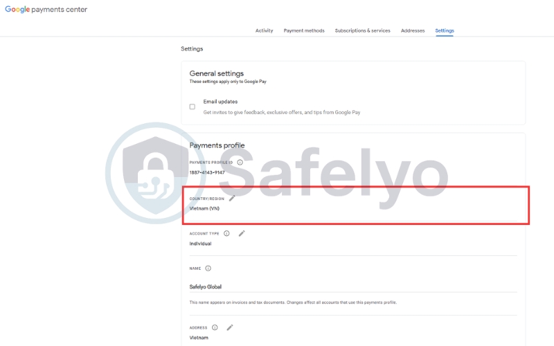 In country and region section choose pencil icon
