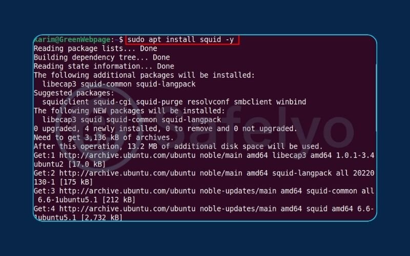 Install the squid package