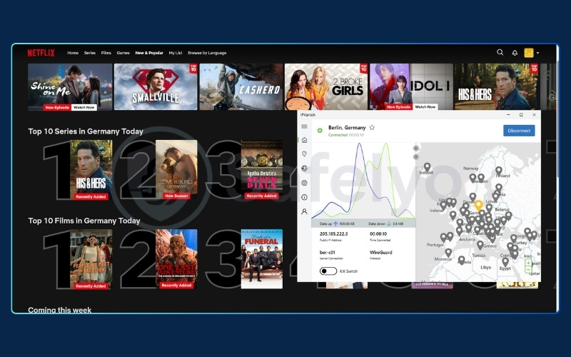 IPVanish successfully unblocking Netflix Germany