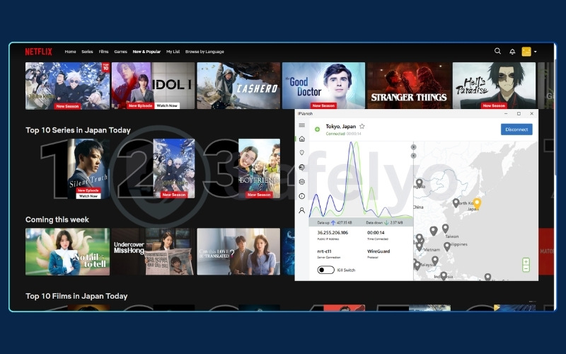 IPVanish successfully unblocking Netflix Japan