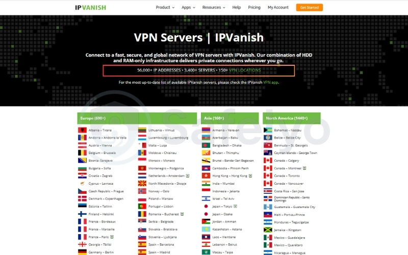 IPVanish - VPN servers