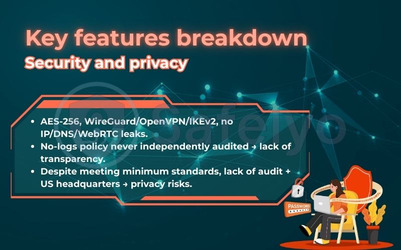 Key features breakdown: Security and privacy