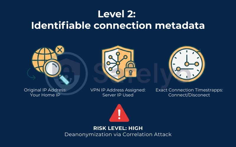 Level 2: Identifiable connection metadata Level 2: Identifiable connection metadata