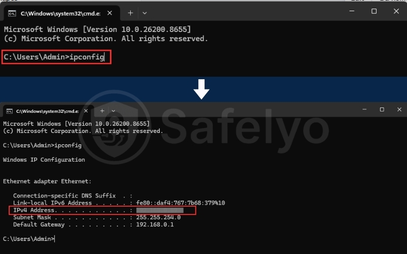 Look for the line labeled IPv4 address