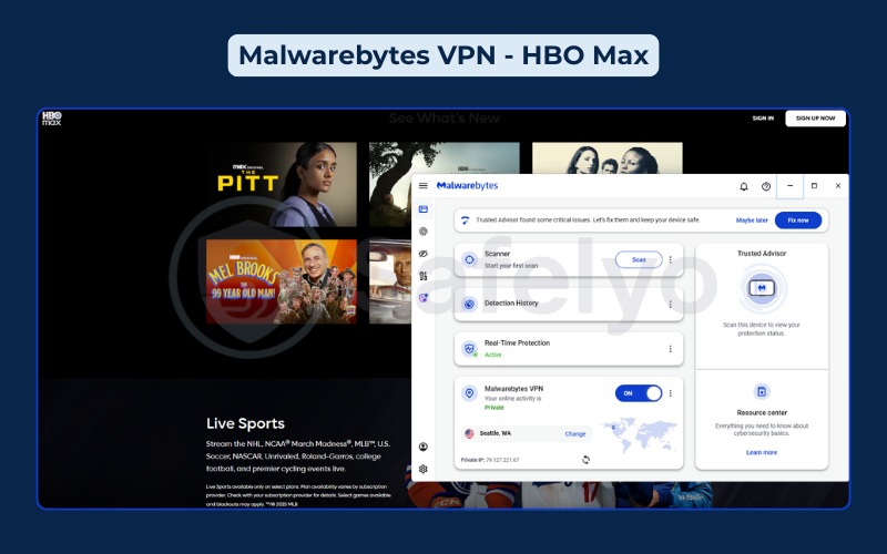 Malwarebytes VPN successfully unblocks HBO Max