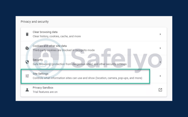 Manage pop-ups for specific websites 2