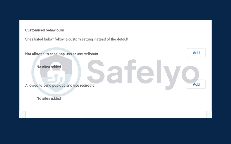 Manage pop-ups for specific websites 4