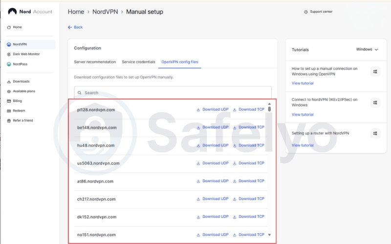 Manual configuration: Using .ovpn or .conf files