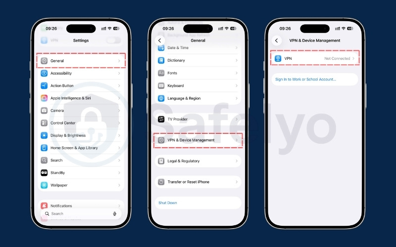 Manual setup of VPN via iOS settings