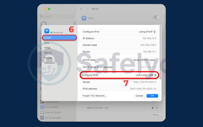 Manually disable IPv6 on your device on macOS (4)