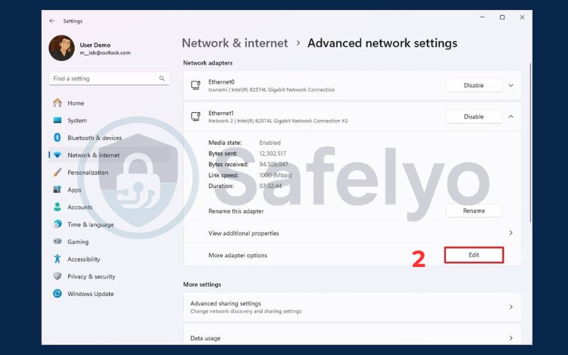 Manually disable IPv6 on your device on window 11 (2)
