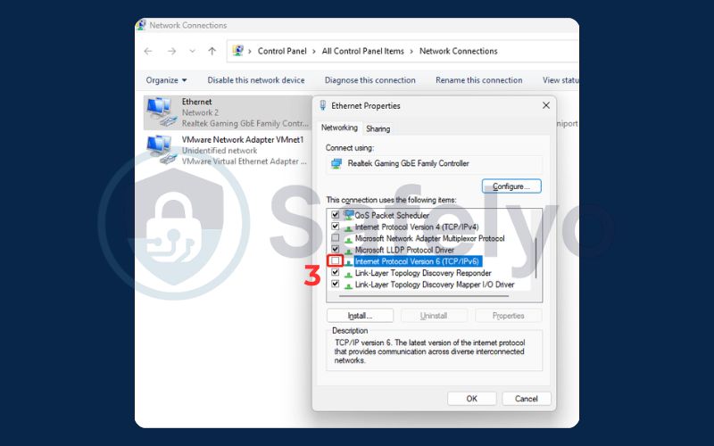 Manually disable IPv6 on your device on window 11 (3)