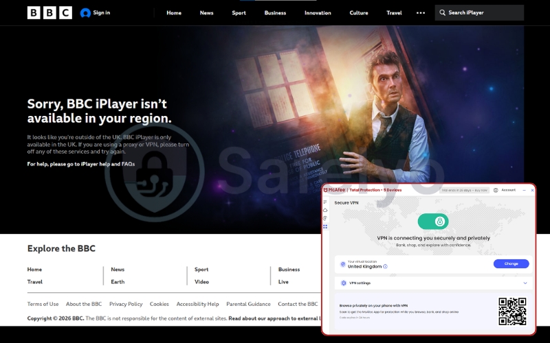 McAfee VPN failed for BBC iPlayer