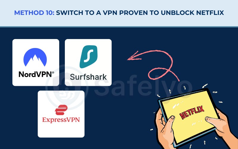 Method 10: Switch to a VPN proven to unblock Netflix